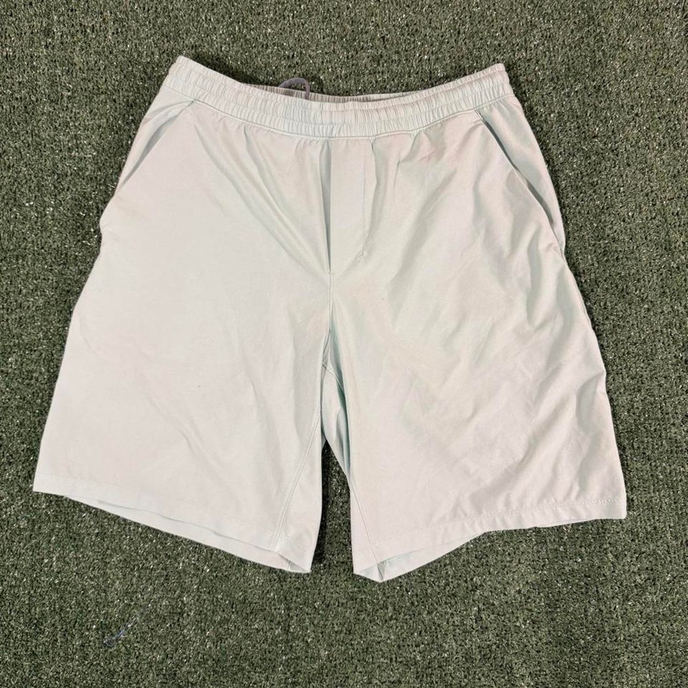 Lululemon Men Light Teal Lined Athletic Shorts Mint Green Mesh Pockets 0258